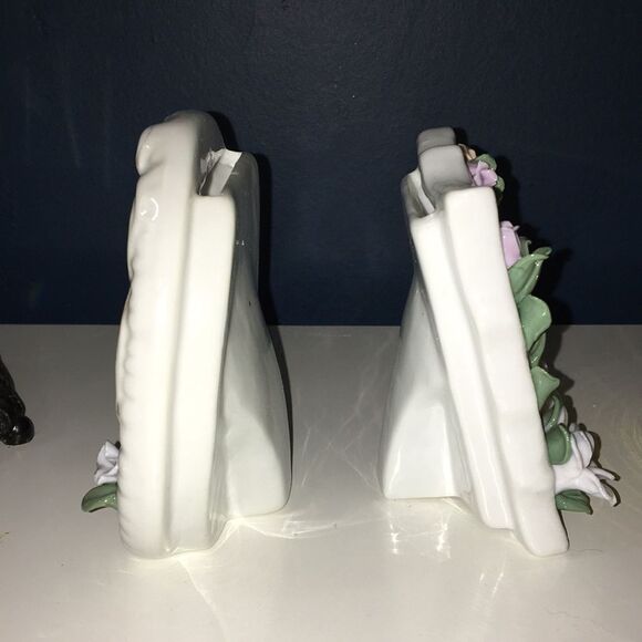 Vintage 80s Porcelain Ceramic 3D Flower Small Photo Picture Frames Grandma Core - Picture 14 of 16